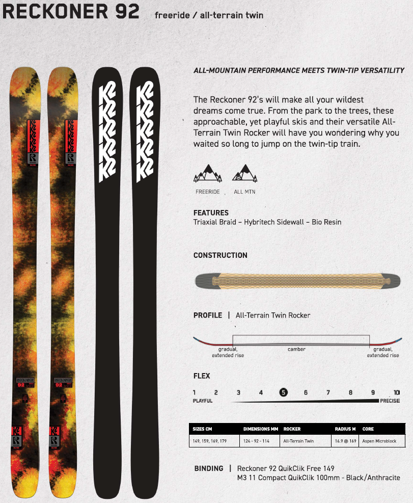 K2 Reckoner 92 - 2026 – Snow and Surf