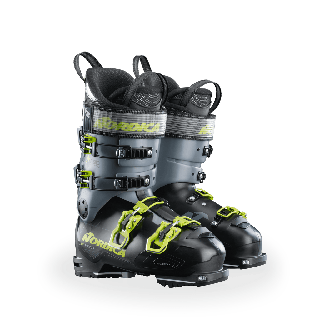 Nordica Strider 130 PRO DYN 2023 Black Gray Green Snow and Surf