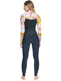 ROXY SYNCRO 3/2 Chest Zip Womens Wetsuit - JET GRY/CORAL FLME/TEMPLE GOLD