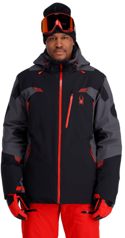 Spyder Leader Mens Jacket 2023 Black Volcano Snow and Surf