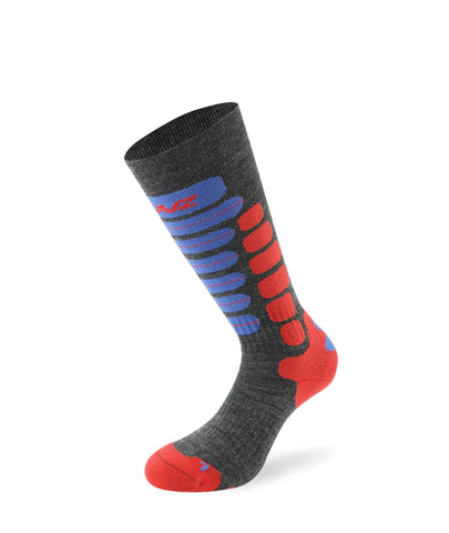 LENZ Ski Kids 2.0 Youth Sock - Grey Red Blue