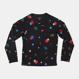 Le Bent Kids Confetti Midweight Raglan Top - Black Confetti