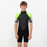 O'NEILL Boy's Reactor 2mm Short Sleeve Spring Suit Back Zip 2026/27 - Lime Black