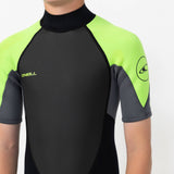 O'NEILL Boy's Reactor 2mm Short Sleeve Spring Suit Back Zip 2026/27 - Lime Black