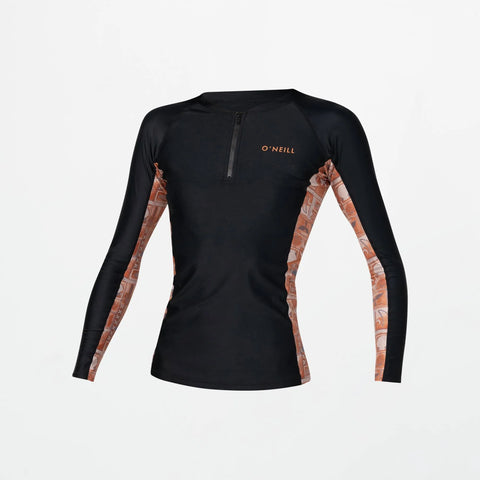 O'Neill Women's Bahia 1/4 Zip Long Sleeve Rash Vest 2026/27 - Tangerine Tile