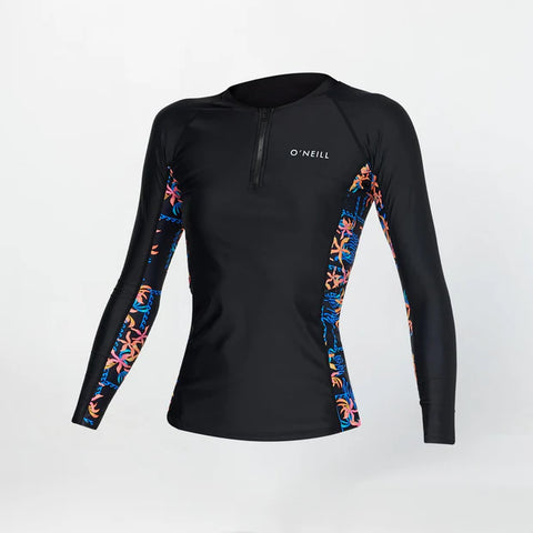 O'Neill Women's Bahia 1/4 Zip Long Sleeve Rash Vest 2026 - Tropic Texta