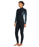 O'Neill Women's Hyperfreak Fire 4/3MM Chest Zip Steamer Wetsuit 2023 - Black/Shade