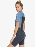 ROXY PROLOGUE 2/2mm Back Zip Womens Short Sleeve Springsuit - CLOUD BLACK/POWDERD GREY/SUNGLOW