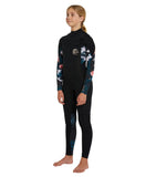 O'Neill Girl's Bahia 3/2mm Steamer Chest Zip Wetsuit - Black Hibiscus