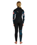 O'Neill Girl's Bahia 3/2mm Steamer Chest Zip Wetsuit - Black Hibiscus