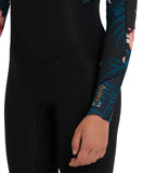 O'Neill Girl's Bahia 3/2mm Steamer Chest Zip Wetsuit - Black Hibiscus