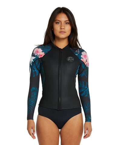 O NEILL Women s Cruise Full Zip Wetsuit Jacket 2 1.5mm 2023 Black Hi Snow and Surf
