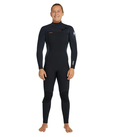 O'Neill Women's Hyperfreak Fire 4/3MM Chest Zip Steamer Wetsuit 2023 - Black